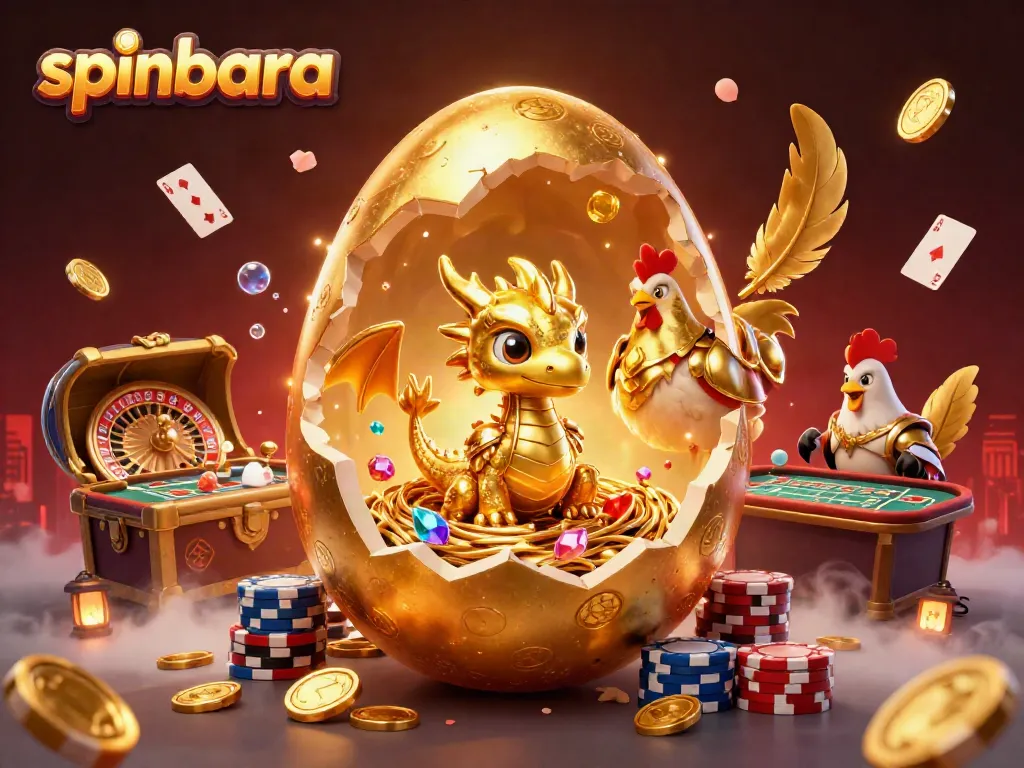 Engage with spinbara's rich casino experience featuring a golden dragon and dynamic gambling elements.